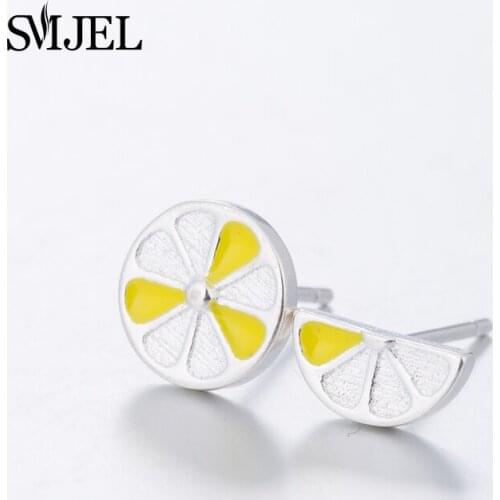SMJEL Cute Lemon Fruits Pattern Earrings Fashion Cartoon Orange Summer Earrings Women Party Beach Statement Jewelry SYED203