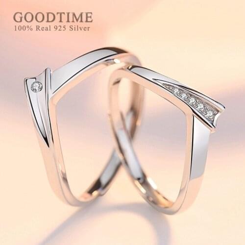 Noble Real 925 Sterling Silver Rings Wedding Bridal Zirconium Drill Ring Couple Jewelry Ring Valentine Gift For Woman Man