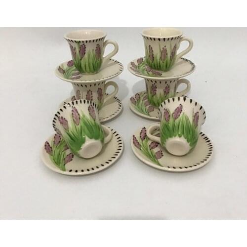 Hand Made Tile 12 Piece Ceramic Porcelain Turkish Coffee Espresso Cup Set