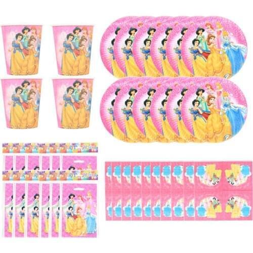 80pcs Disney Princess Party Set For Kids Birthday Princess Birthday Gift Bag Napkins Disposable Cup Plate Party Supplies