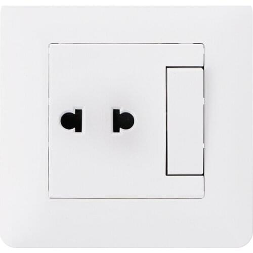 Wall Outlet 2 Hole Universal Power Socket With 1 Gang 2 Way Light Switch Porcelain White Wall Panel