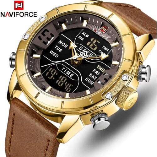 NAVIFORCE Top Men Watch Brand Luxury Fashion Quartz Mens Watches Waterproof Sport LED Digital WristWatch Clock Relogio Masculino