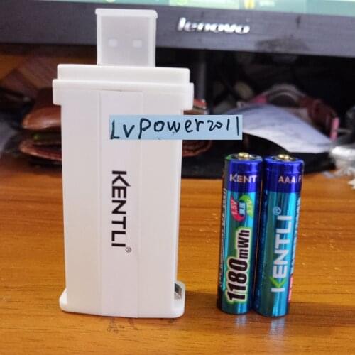 2pcs KENTLI 1.5v 1180mWh AAA rechargeable Li-polymer li-ion polymer lithium battery+ 2 slots USB smart Charger