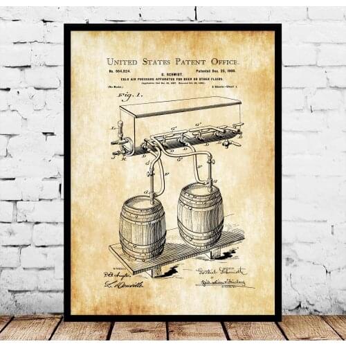 Beer Tap Patent Poster Blueprint Poster