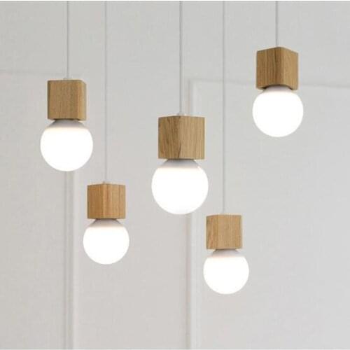 Pendant Lights Modern Hanging Lighting Square Wood Chandelier Ketchen Bedside Bathroom Living Room Bedroom Table Decorated Lamp