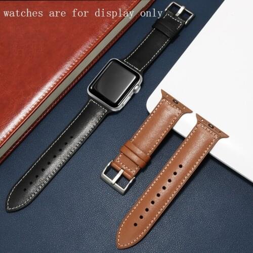 Genuine Leather +Silicone Watchband Black Gray Green Wristband For Iwatch serises6/5/SE Bracelet 38mm 40mm 42mm 44mm
