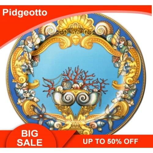 Luxury Blue Ocean Bone China Dishes Plates Western Clubhouse Upscale Heart Of The Sea Ceramic Tableware Decorative Plate