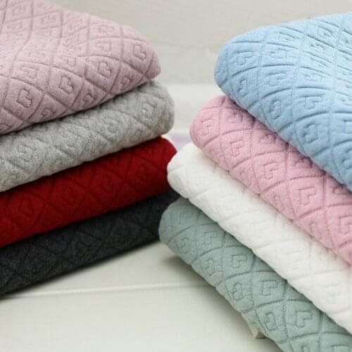 50*155cm Pure Cotton Knitted Quilted Fabric Three-layer Cotton Heart-shaped Jacquard Thick Coat Garment Cotton Fabric