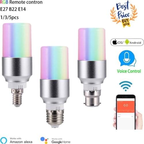 E27 B22 E14 Smart Control Lamp Led RGB Light Dimmable AC85-265V RGB+W Led Lamp Colorful Changing Bulb Led White Decor Home