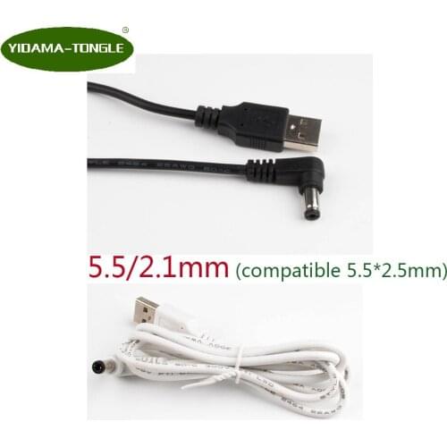 USB to DC Power Plug USB Convert To DC5.5*2.5mm/DC5.5*2.1mm Angled USB L Shape Black Right Angle Jack With Cord Connector Cable