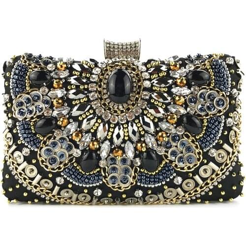 Handmade Evening Bag for women Wedding Party Beaded Clutch Purse Pearl Single Vintage style lady Shoulder Bag 2020