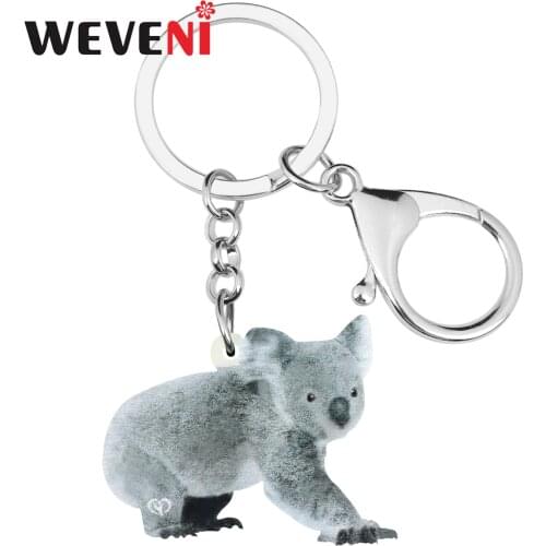 WEVENI Acrylic Gray Cute Australia Koala Keychains Lovely Animal Keyring Jewelry For Women Kids Funny Gift Bag Charms Decoration