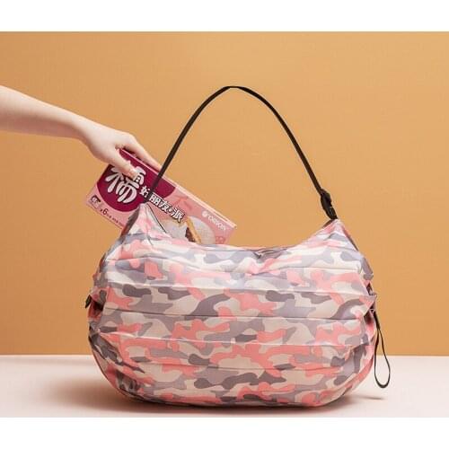 Womens Portable Foldable Shopping Bag Floral Print Large Capacity Handbags Multifunctional Eco-friendly Travel Bag