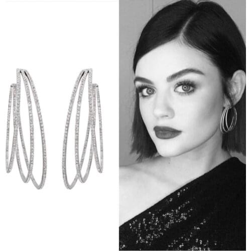 GODKI Big 3Rows Circle Full Mirco Paved Microl Zirconia Women Bridal Dress Wedding Everyday Earring Fashion Jewelry