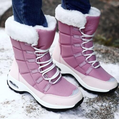 Winter Women Boots lace up High Quality Keep Warm Mid-Calf Snow Boots Women fashion Comfortable Ladies Boots Chaussures Femme