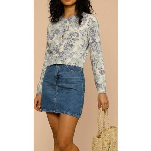 Women Sweater 2021 Spring and Summer New Ladies Wool Blend Knitted Cardigan or Floral Print Top Round Neck Sweater