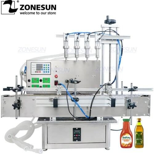 ZONESUN 4 Pneumatic Nozzles Tabletop Automatic Perfume Lotion Eye Drops Peristaltic Pump Liquid Filling Machine Gel Filler