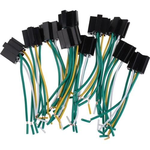 10 Pieces Car Pre Wired 5 Pin Relay Mounting Base Socket Holder 12V 24V 40Amp