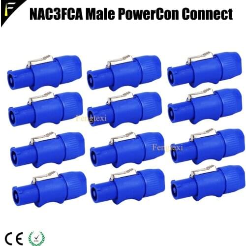 12pieces NAC3FCA Male 3-Pin PowerCon Power In Connector Plug 250V/20A for Refitting Moving Head Light LED Panel Power Cable