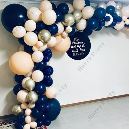 120Pcs/Set Diy Baby 1St Happy Birthday Party Balloon Garland Decoration Ink Blue Peach Latex Balloons Arch Kit For Wedding Decor