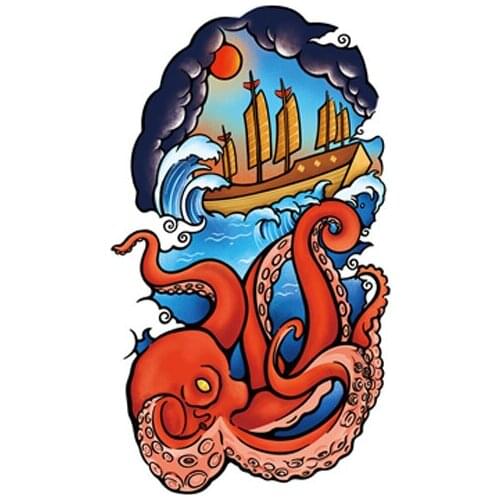 155MM×90MM Flower Arm Tattoo Sticker Waterproof, Long-lasting, Hard and Dangerous Navigation Color Simulation