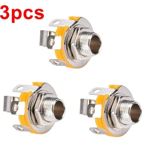 3pcs 6.35mm 1/4" Mono Audio Socket Jack Female Connector Panel Mount Solder High Quality Chassis Mount Jack Fit for Microphone