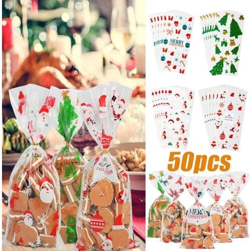 50Pcs Candy Cookies Gift Bags Snack Biscuit Baking Package Wedding Birthday Party Decoration Christmas Gift Bags Favor Gift