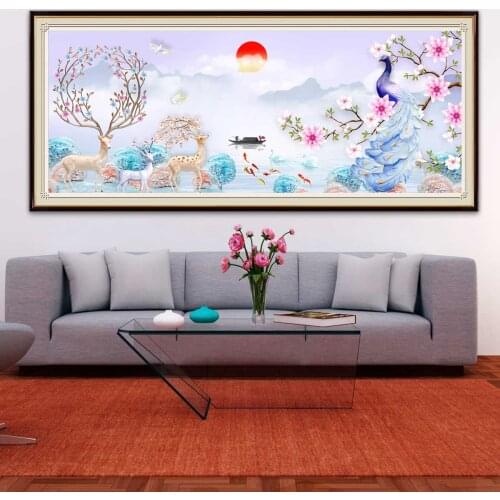 5D Diamond Painting Deer Peacock Animal Full Square Round Fishing Boat Diamond Embroidery Flower Cross Stitch Mosaic Home Decor