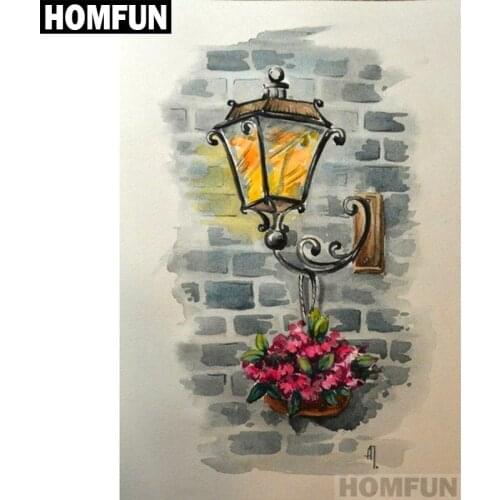 HOMFUN Full Square/Round Drill 5D DIY Diamond Painting "Lights & flowers" Embroidery Cross Stitch 5D Home Decor Gift A01351
