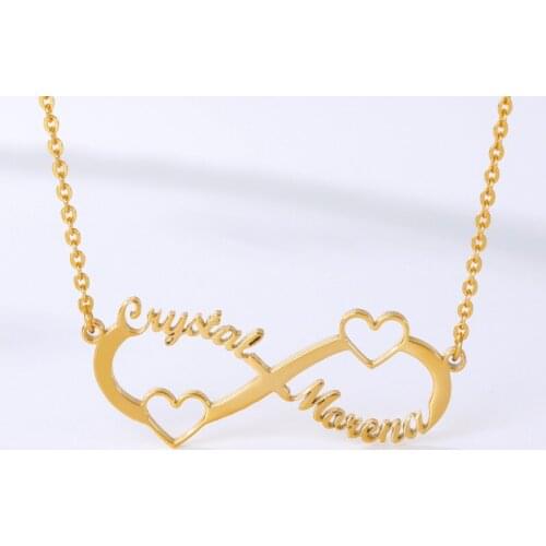 Amxiu Engrave 2-4 Names Necklace Personalized Name Jewelry Custom Stainless Steel Bowknot Choker Necklace For Woman or Girl