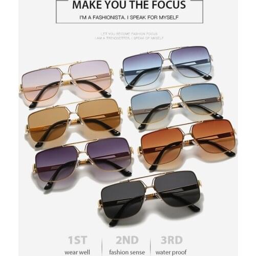 AOZE 2021 Fashion Classic Pilot Style Gradient Sunglasses Cool Men Vintage Brand Design Sun Glasses Oculos De Sol 36046