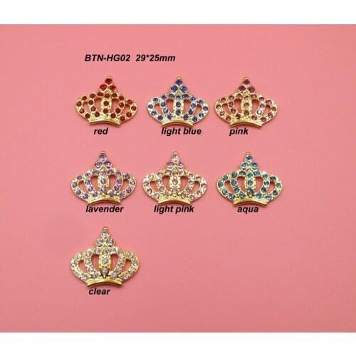 Free shipping gold plating 25*29mm rhinestone crown tiara flatback mix colors 50PCS/LOT(BTN-HG02)