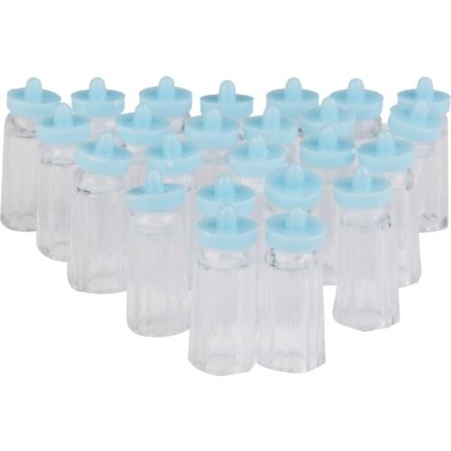 24pc Mini Baby Bottle Favors Decorations Baptism Birth Parties Measures 2x0.7cm, Blue