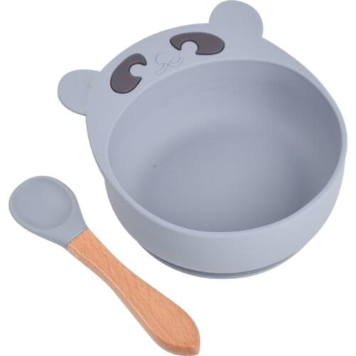 Childrens Silicone Suction Cup Bowl Baby Silicone Bowl Spoon Food Supplement Bowl Dinner Plate Baby Cutlery Set