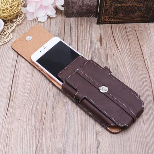 Men Waist Belt Bum Bag Phone Waist Flip Pockets Leather cards holder case