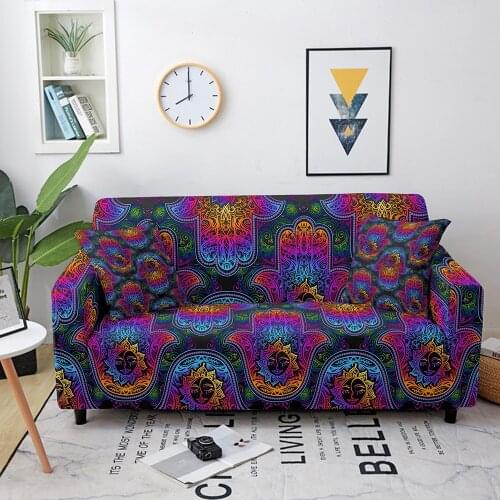 Hamsa Hand Elastic Sofa Cover for Living Room Sectional Corner Sofa Slipcover Couch Cover Sofa Protector Armchair Cover 1-4 Seat