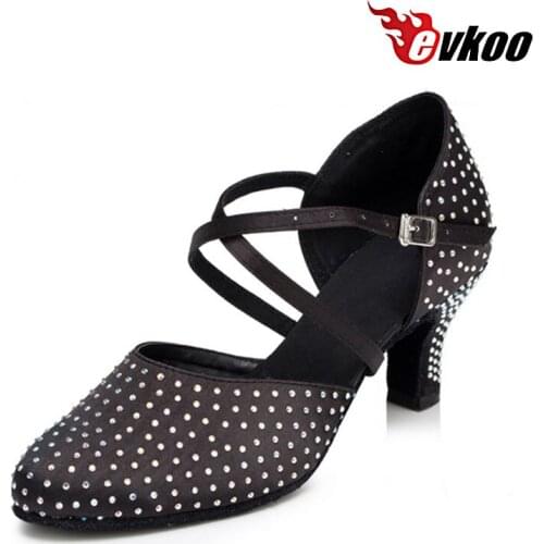 Evkoodance Ballroom Shoes Girls Modern Dance Hot Drill Ballroom Package Toes Heel 6cm Autumn And Winter Dancing Shoes Evkoo-449