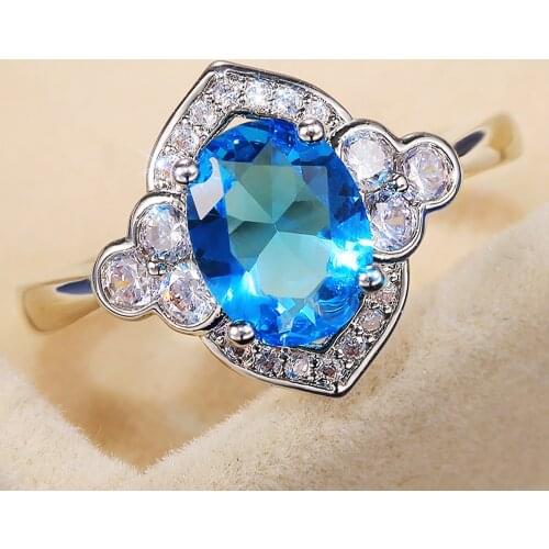 Huitan Novel Design Multi/Blue Oval Zircon Women Ring Fashion Wedding Jewelry Diverse Color Gorgeous Party Ring Love Mother Gift