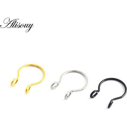 Alisouy 1 piece 6 Colors Available Fake Faux Septum Ring Hoop Fake Nose Ring Fake Piercing Cilp On Nose Ring for men women