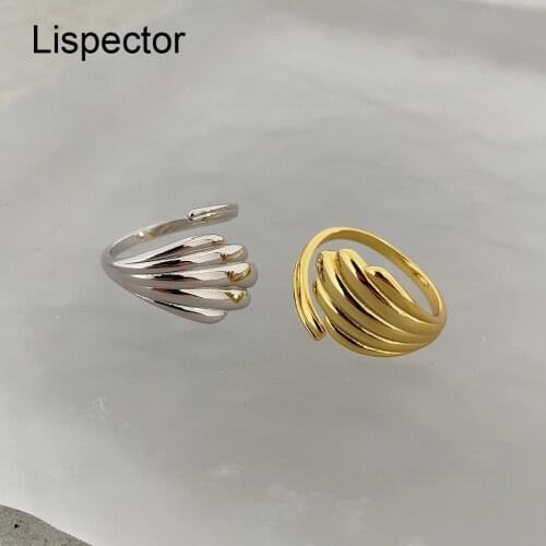 Lispector 925 Sterling Silver French Elegant Swan Wings Rings for Women Minimalist Shell Texture Ring Party Female Jewelry Gifts