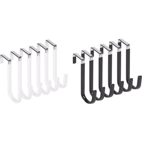 Over Door Hooks for Hanging Clothes, 6 Packs Hanger Soft Rubber Surface Prevent Scratches, Door Hook for Bathroom