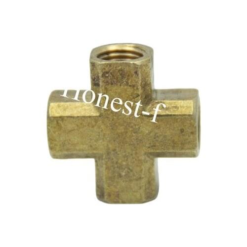 Brass BSP Pipe Female Cross Fitting 3/8" BSPP 4 Way Fuel Air