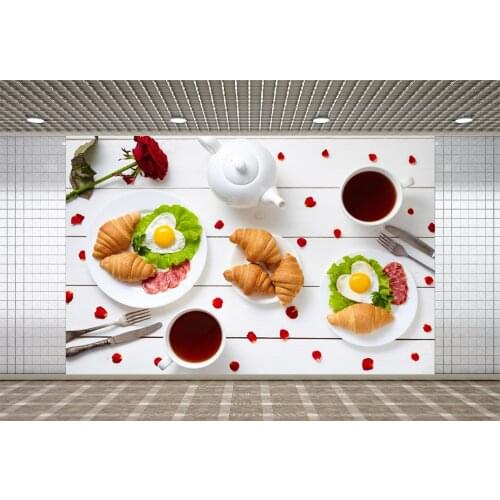 Lyavshi Wooden Board Backdrop Love Breakfast Roses Valentines Party Decor Photo Studio Props Decoration Photography Background