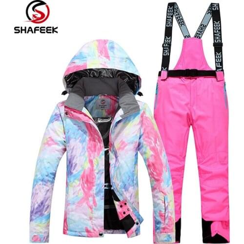 New Thick Warm Ski Suit Women Waterproof Windproof Skiing and Snowboarding Jacket Pants Set Female Snow Costumes Outdoor Wear