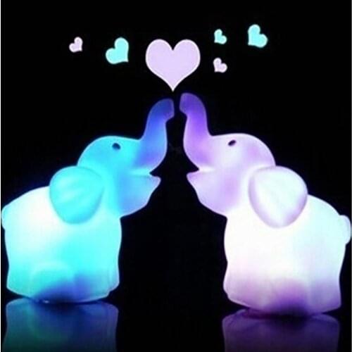 Cute Elephant 7 Changing Colors On/Off Switch LED Night Light Children Gift Night Light Home Decoration