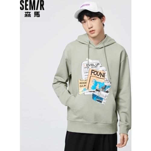 SEMIR Sweatshirt Men 2021 Spring New Hooded Pullover Personality Korean Casual All-Match Trend Tops Hoodies Ins