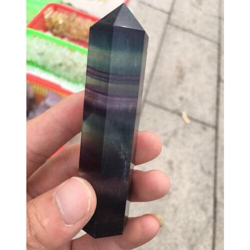 New fashion natural seven-color fluorite, fluorite crystal pillar magic wand point