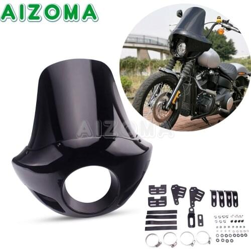 For Harley Dyna Chopper Bobber Cafe Racer Motorcycle Head light Mask Headlight Fairing Front Cowl 35-49mm Fork Mounting Kits