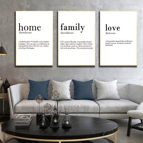 Nordic Simple Style Canvas Posters Paintings English Inspirational Home Family Love Living Room Wall Decoration