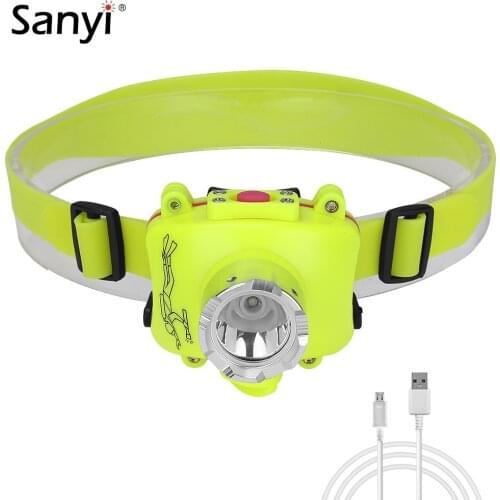 Portable LED Diving Headlamp Work Light Waterproof Headlight Built-in USB Charging Battery Head Flashlight For Night Fishing